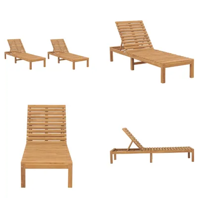 Produktbild von vidaXL Sonnenliegen 2 Stk. Massivholz Teak - Sonnenliege - Sonnenliegen - Sonnenliege Aus Holz - Sonnenliege Aus Massivholz