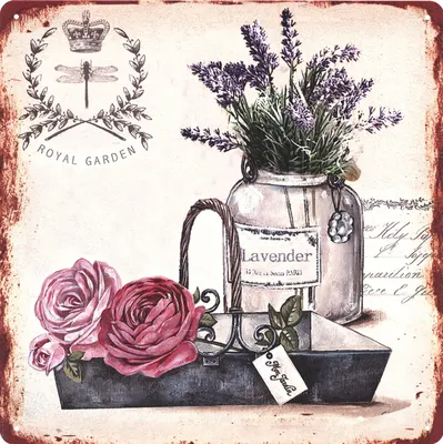 Obrázok produktu pre Moritz retro dekoratívny plechový nápis Royal Garden Lavender Nápad na darček z kovu s vintage dizajnom na dekoráciu
