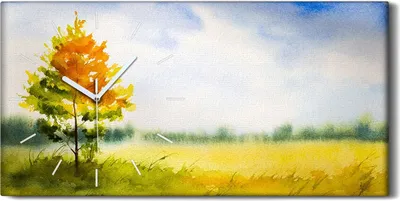 Produktbild von Küche Wohnzimmer Wand Leinwand Uhr 60x30 Gemälde Abstrakte Baum Himmel Wolken - weiße Hände