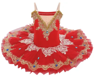 Produktbild von IDOPIP Kinder Mädchen Kostüm Ballett Tanz Tutu Kleid Perlen Strass Blumen Sticke
