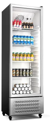 Produktbild von Klarstein GrandCooler 306L Getränkekühlschrank - Doppelverglaste Tür, Aluminium-Tür, LED-Beleuchtung, Mechanischer Thermostat, 0 °C bis 10 °C, 4 Räder,