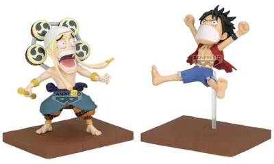 Productafbeelding van Banpresto One Piece Monkey D. Luffy & Enel verzamelfiguur, 7 cm. Één maat