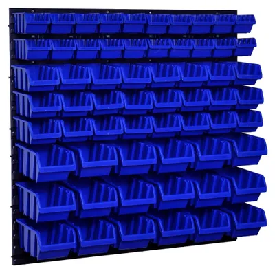 Produktbild von Stapelboxen Wandregal mit 62 Sichtlagerkästen