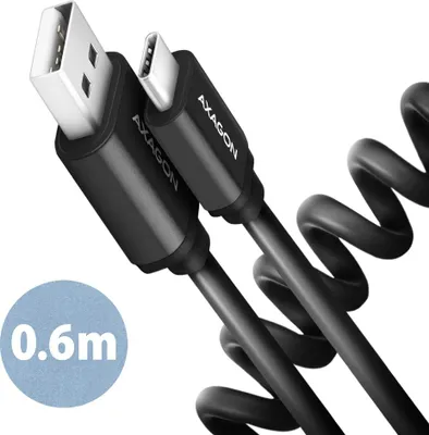 Obrázok produktu pre Axagon BUCM-AM10TB, 0,6 m, USB C, USB A, USB 2.0, 0,48 Gbit/s, Čierna