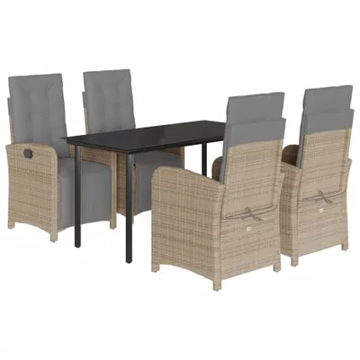 Produktbild von vidaXL 5-tlg. Garten-Essgruppe mit Kissen Beige Poly Rattan