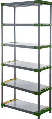 Produktbild von Kunststoffregal GREY BEAR | Extra-Tall | HxBxT 220x110x46cm | Fachlast 120kg | Grau-Grün