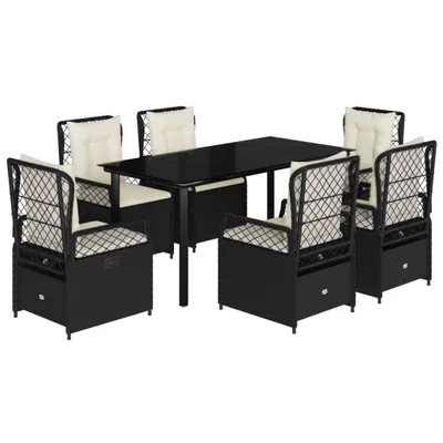 Produktbild von vidaXL 7-tlg. Garten-Essgruppe mit Kissen Schwarz Poly Rattan