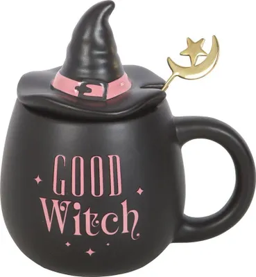 Image de Something Different - Gobelet et cuillère "Good Witch" SD10596 (taille unique) (Noir/Rose)
