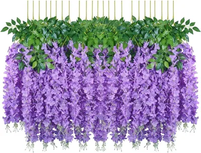 Produktbild von 24 Stück Künstliche Blumen Fake Glyziniengirlande Blumengirlande Hängende Blauregen Seidenblumen für HeimNachbildungation Hochzeiten Hause Garten Party