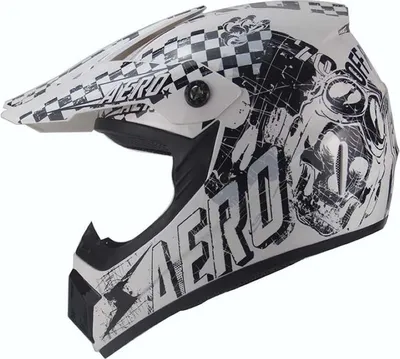 Produktbild von Crosshelm Helm Kinderhelm Motorradhelm Motocross Skeleton Weiß Schwarz Größe L