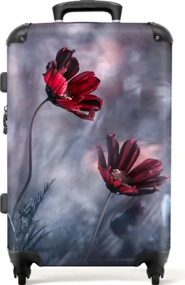 Produktbild von NoBoringSuitcases.com® Großer Koffer - Blumen - Rot - Pflanzen - Natur - Kombinationsschloss TSA - Hartschalen Trolley 4 Rollen - 72 liter - Reisekoffer - 66 cmKoffer Mittelgroß 67x43x25 cm, 72L,