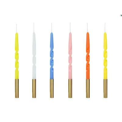 Obrázok produktu pre Narodeninové sviečky zatočené - farebné 14cm, 6ks Party Deco