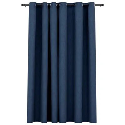 Produktbild von vidaXL Verdunkelungsvorhang mit Ösen Leinenoptik Blau 290x245 cm