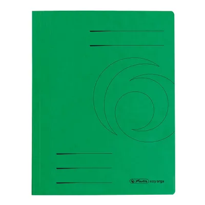 A green folder is shown flat against a white background.