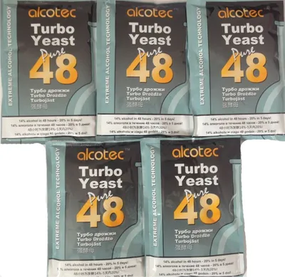 Produktbild von 5 x Alcotec 48 Pure Turbo Super Hefe-Packungen, mit 20% Alkoholgehalt