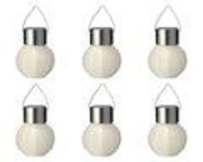 Produktbild von Solar Gartenleuchte LED Lampion Nylon 7x9cm Weiß / Warmweiß 6er Set