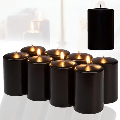 Productafbeelding van Set van 8 Stompkaarsen voor Kerstdecoratie Zwart