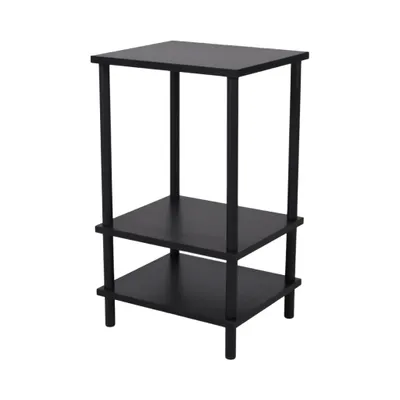 Zdjęcie produktu dla SensaHome - Stolik boczny z okrągłymi nogami - Trójwarstwowa półka wykonana z antycznej kwadratowej drewnianej rurki - 34 x 29,2 x 58 cm - Czarny