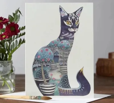 Produktbild von Notizblock A061 B6 + Umschlag „Blaue Katze“ – DM Collection
