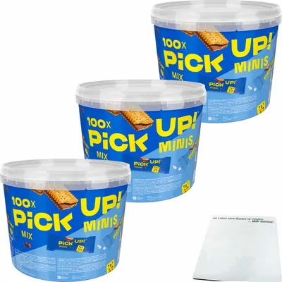 Produktbild von Pick Up! Mix mit Mini Riegeln 3er Pack (300Stk 3x1,06kg Runddose) + usy Block