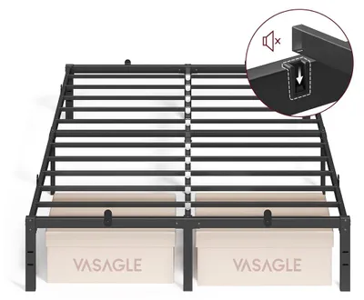 Produktbild von Bettgestell aus schwarzem Stahl – langlebige Tragfähigkeit – 200 x 140 x 35,6 cm