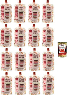 Produktbild von Fiorentini Peanut Butter 100% Arachidi in Pouch Erdnussbutter 100% Erdnüsse im Beutel 16x100 g+ Italian Gourmet polpa 400g