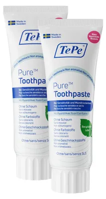 Produktbild von 2er-Set TePe Zahnpasta Pure, Ohne Geschmacksstoffe
