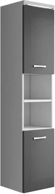 Image de Armoire de rangement Paso Hauteur 160 cm Gris brillant - Meuble de rangement haut placard armoire colonne