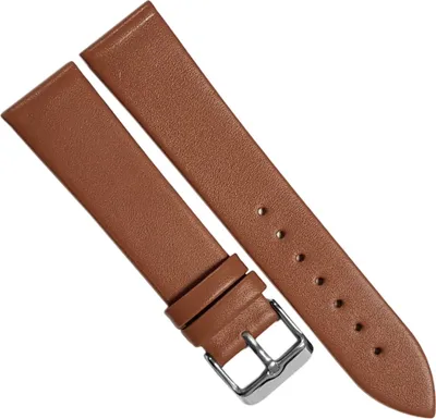 Produktbild von Minott | Uhrenarmband weiches Leder braun glatt flach ohne Naht, Stegbreite:20mm, Schließe:Silbern