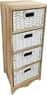 Immagine prodotto di Milani Home - mobiletto in legno con 4 cassetti, legno naturale, 35 x 30 x 84 cm