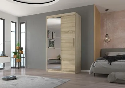 Obrázek produktu pro Šatní skříň se zrcadlem 120 cm HAMLIA - dub sonoma