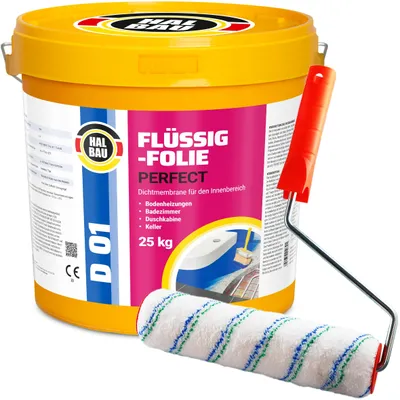 Immagine prodotto di Set rullo da pittura 25 cm + pellicola liquida per interni HALBAU FLÜSSIGFOLIE PERFECT D01 - 25 kg