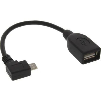Produktbild von InLine Micro-USB OTG Adapterkabel, Micro-B ST gewinkelt an USB A BU, 0,1m, Micro-USB B, USB A, Schwarz