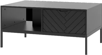 Produktbild von Couchtisch BRIZZI 05 Schwarz mit Schwarze Metallrahmen Kaffeetisch mit 2 Türen