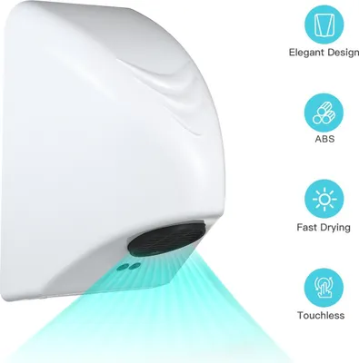 Zdjęcie produktu dla Automatyczna suszarka do rąk 600W - Elektryczna suszarka do rąk z ciepłym powietrzem, do łazienki, użytku domowego i komercyjnego, obudowa z tworzywa sztucznego