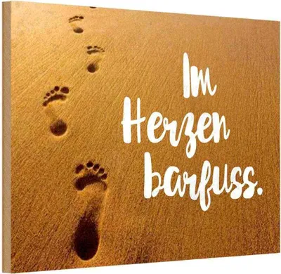 Produktbild von vianmo Holzschild 12x18 cm Im Herzen barfuss Spruch Zitat