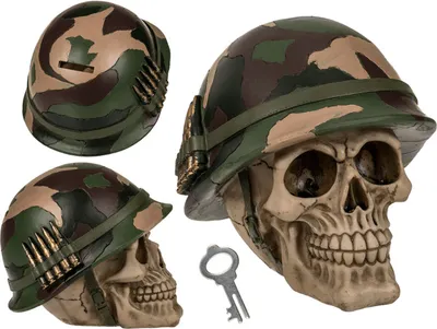 Produktbild von OOTB Spardose mit Schloss Totenkopf mit Armyhelm &