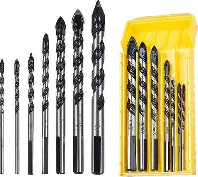 Produktbild von Fliesenbohrer Glasbohrer Set, 7 Stück Fliesenbohrer Set für Porzellan, Keramik, Fliesen, Beton, Ziegelwand, Glas, Spiegel, Mauerwerk und Holz (3,4,5,6,8,10,12mm,1 Satz)