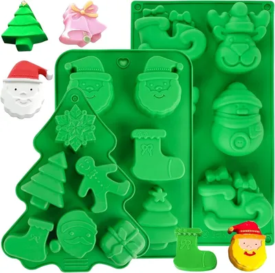 3er-Set Silikon-Weihnachtsformen: Weihnachtsmann, Schneemann, Rentier