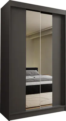 Produktbild von Masseno Schiebetürenschrank LUCENZA 120 cm Kleiderschrank Schlafzimmer Schrank 2-türig mit Spiegel Grau
