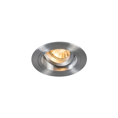 Produktbild von QAZQA - Modern Einbaustrahler rund Aluminium dreh- und neigbar - Chuck I Wohnzimmer I Schlafzimmer - Stahl Rund - LED geeignet GU10