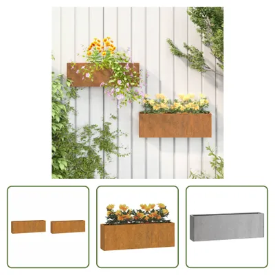Produktbild von The Living Store Wand-Pflanzkübel 2 Stk. Rostig Cortenstahl 53x10x17 cm