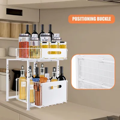 Zdjęcie produktu dla Wysuwana szafka do kuchni i łazienki – regulowana wysokość – 29x38x41-49 cm – oszczędza miejsce
