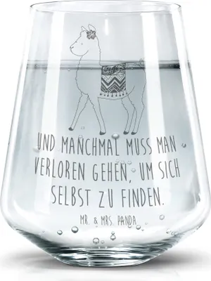 Produktbild von Mr. & Mrs. Panda Glas Alpaka Stolz - Transparent - Geschenk, Tumbler, Trinkglas, Lama, Trinkgefäß, Wasserglas, Becherglas
