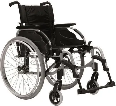 Produktbild von Rollstuhl Action 2 NG mit Seitenteil lang, mit Trommelbremse silbergrau>>>>SB 43 cm