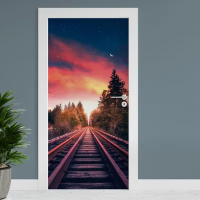 Produktbild von Türfolie "Gleis" 90x200cm Türposter Deko Aufkleber Folie Tapete TF01-21