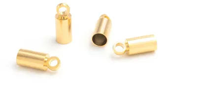 Produktbild von Vintageparts Endkappen Messing 24k Gold für 3mm Bänder, 4 Stück