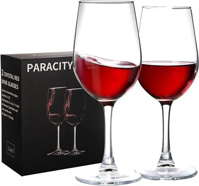 Immagine prodotto di Set di bicchieri da vino, bicchiere da vino bianco, bicchiere da vino rosso con stelo lungo per vino rosso e bianco - 350 ml (set da 2)