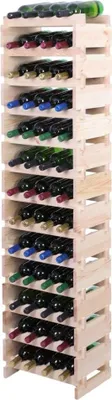 Produktbild von Weinregal VINOTECA FLEX PRO | HxBxT 177x46x28cm | 52 Flaschen auf 13 Ebenen | Massives Kiefernholz | Natur unbehandelt