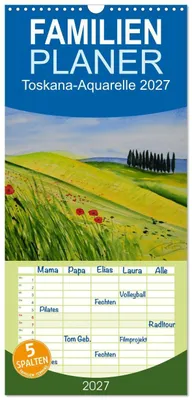 Produktbild von Familienplaner 2027 - Toskana-Aquarelle 2027 mit 5 Spalten (Wandkalender, 21 x 45 cm) CALVENDO